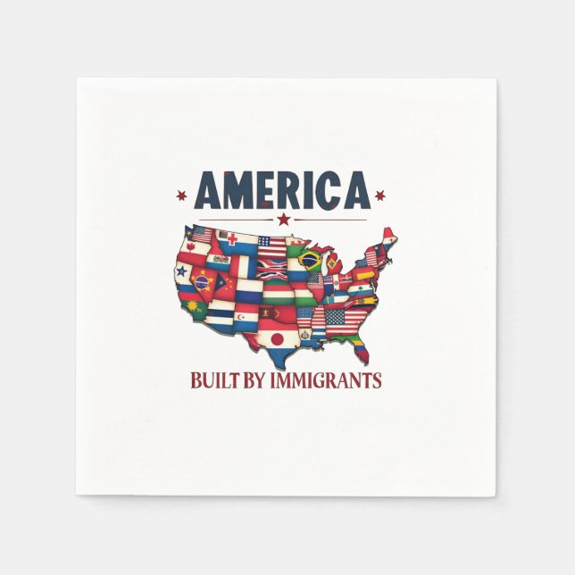Amerika erbaut von Immigranten Patriotic American Serviette (Vorderseite)