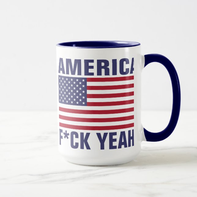 Amerika, F*ck ja! - Blau Tasse (Rechts)