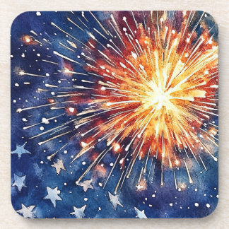 Amerika-Feier. Sterne und Feuerwerk. Getränkeuntersetzer