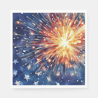 Amerika-Feier. Sterne und Feuerwerk. Servietten