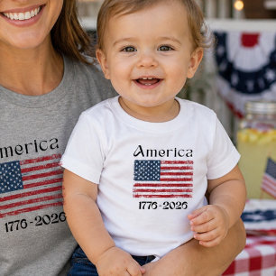 Amerika-Flagge 1776 bis 2026 Kinder 250. Jubiläum Baby T-shirt