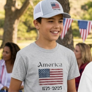 Amerika-Flagge 1776 bis 2026 Kinder 250. Jubiläum T-Shirt