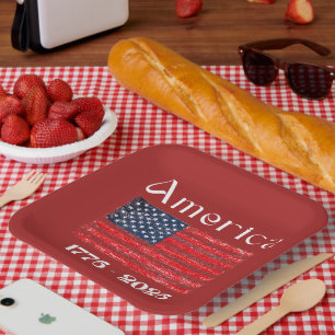 Amerika-Flagge 1776 bis 2026 USA 250. Jubiläum Pappteller
