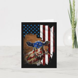 Amerika-Flagge 4. Juli Rindfleisch-Kuh-Gesicht-Fla Karte