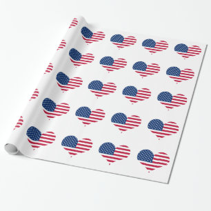 Amerika-Flagge amerikanisches USA-Herz Geschenkpapier