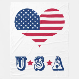 Amerika-Flagge amerikanisches USA-Herz groß Fleecedecke