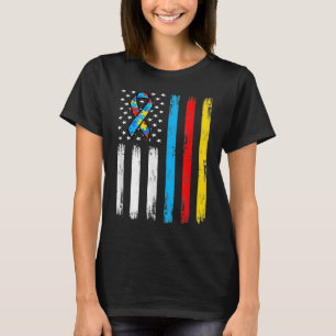 Amerika Flagge Autismus Eltern Autistic Child Awar T-Shirt