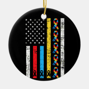 Amerika Flagge Autismus Eltern Autistisches Kind Keramik Ornament