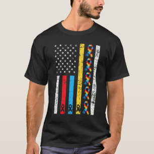 Amerika Flagge Autismus Eltern Autistisches Kind T-Shirt