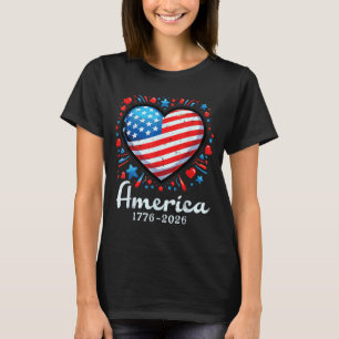 Amerika-Flagge Herz 1776 2026 250. Jubiläum T-Shirt