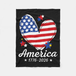 Amerika-Flagge Herz 1776 2026 4. Juli 250. Geburts Fleecedecke