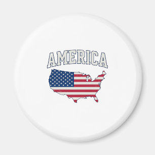 Amerika-Flagge Karte Patriotisch Retro Grafik-Shir Magnet