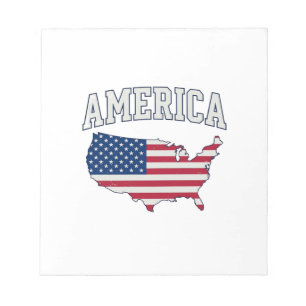 Amerika-Flagge Karte Patriotisch Retro Grafik-Shir Notizblock