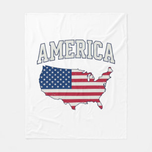 Amerika-Flagge-Karte Patriotisches Vintage-Grafik- Fleecedecke