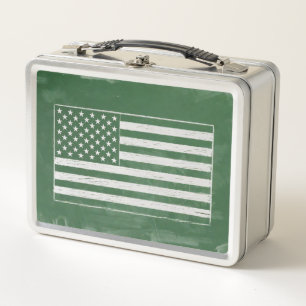Amerika-Flagge Kreidetafel Kunst (Zeichnung Nr. 4) Metall Brotdose