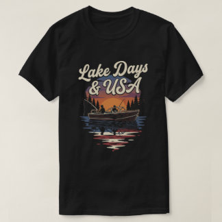 Amerika-Flagge USA: Lake Days Patriotischer Fische T-Shirt
