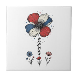Amerika Floral Patriotisches Vintage Vektor Design Fliese