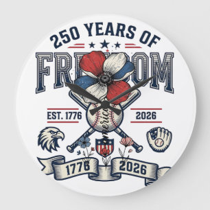 Amerika Floral Patriotisches Vintage Vektor Design Große Wanduhr