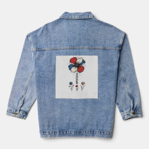 Amerika Floral Patriotisches Vintage-Vektordesign_ Jeansjacke