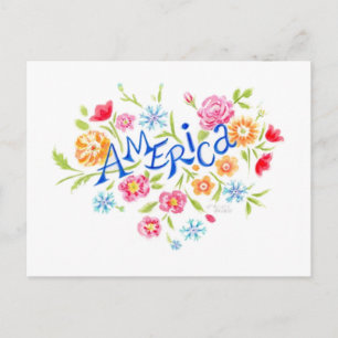 Amerika Florales Herz Postkarte