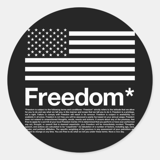 Amerika: Freiheitsbedingungen Runder Aufkleber (Vorderseite)