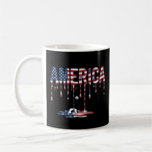 Amerika-Fußball-Flagge tropfend Kaffeetasse