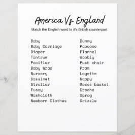 Amerika gegen England Baby Showspiel