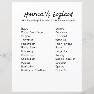 Amerika gegen England Baby Showspiel