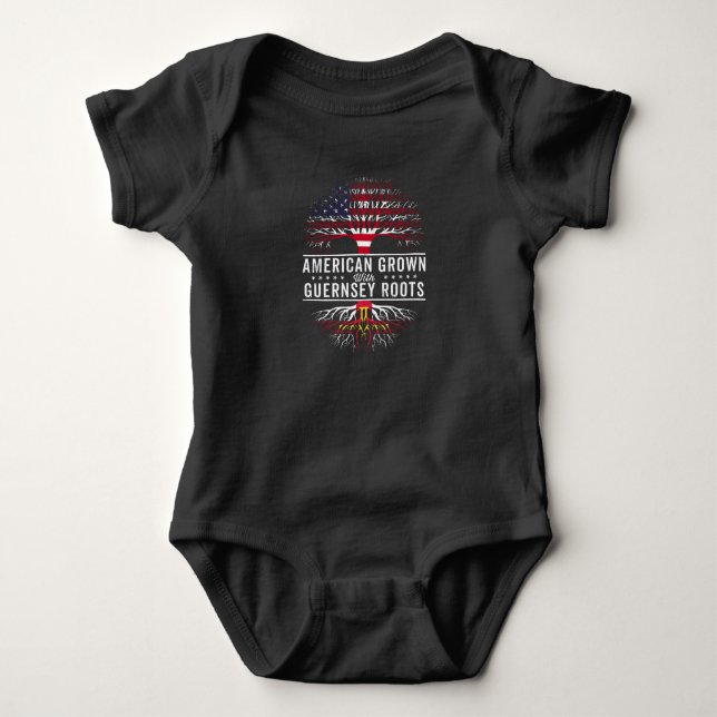 Amerika Grown Guernsey Roots Flag Baby Strampler (Vorderseite)