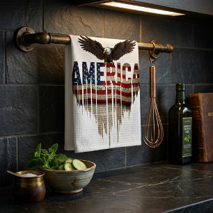 Amerika Grunge-Flagge und Adler Geschirrtuch