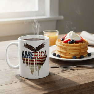 Amerika Grunge-Flagge und Adler Kaffeetasse