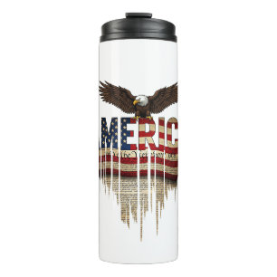 Amerika Grunge-Flagge und Adler Thermosbecher