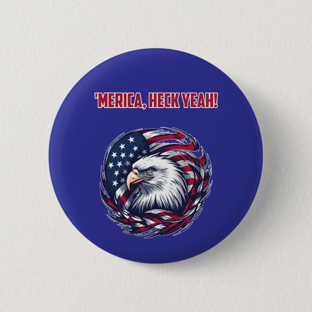 Amerika Heck Yeah Lustiger Patriotischer USA-Geist Button (Vorderseite)