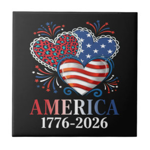 Amerika Herzen 1776-2026 patriotisch Fliese