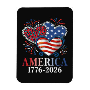 Amerika Herzen 1776-2026 patriotisch Magnet