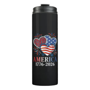 Amerika Herzen 1776-2026 patriotisch Thermosbecher
