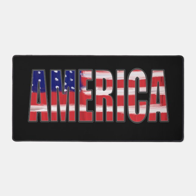 AMERIKA im Flaggentext Schreibtischunterlage (Vorderseite)
