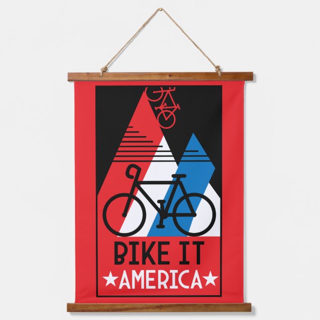 Amerika im Rad Wandteppich Mit Holzrahmen (Vorderseite)