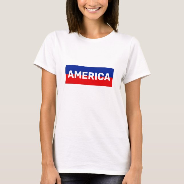 Amerika im T - Shirt Blue & Red Stripes (Vorderseite)