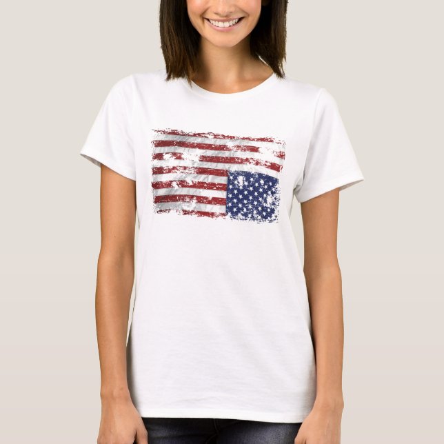Amerika in Not - Aufwärtsflagge T-Shirt (Vorderseite)