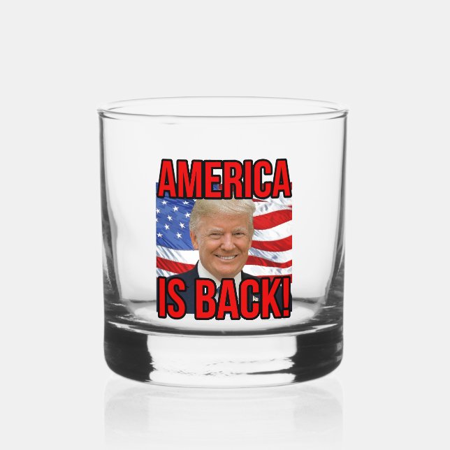 Amerika ist zurück Donald Trump, die amerikanische Whiskyglas (Rückseite)