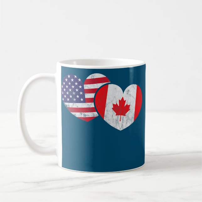 Amerika Kanada Herzenflagge Amerikanisch Kanadisch Kaffeetasse (Links)
