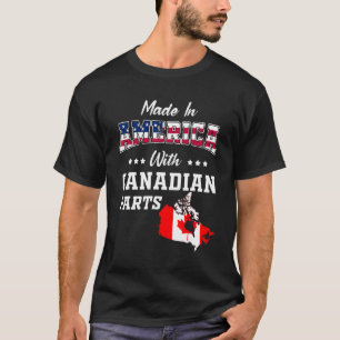 Amerika Kanadische Teile Kanada Karte USA-Flagge V T-Shirt