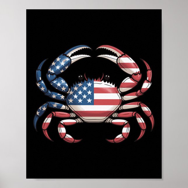 Amerika Krabbe Us Flag Meeresfrüchte  Poster (Vorne)