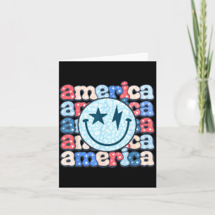 Amerika Lächeln Gesicht Groovy Patriotisch 4. Juli Karte