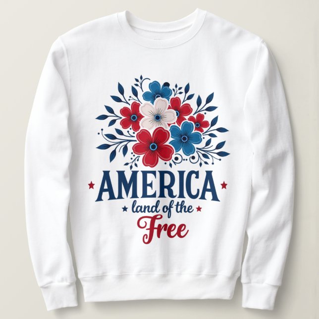 Amerika Land der Freien - Rot Weiß und Blau Sweatshirt (Design vorne)