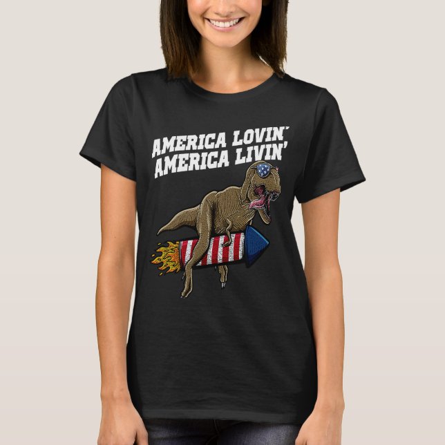 Amerika Liebe Amerika Leben Patriotische Unabhängi T-Shirt (Vorderseite)