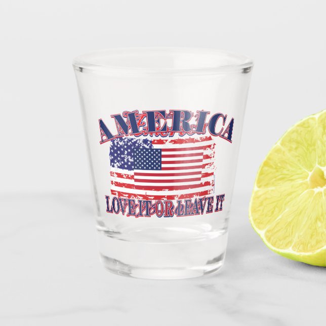 Amerika Liebe es oder verlasse es Schnapsglas (Vorderseite)