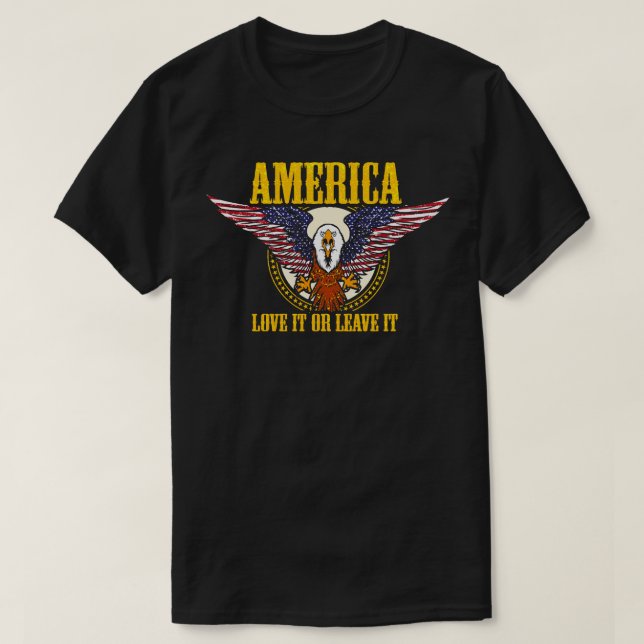 Amerika Liebe es oder verlasse es T-Shirt (Design vorne)