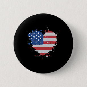 Amerika Liebe Flagge USA Herz 4. Juli Amerikanisch Button